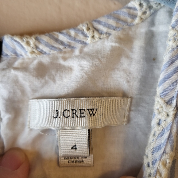 J Crew Seersucker Eyelet Embroidered Sleeveless Tie Back Shift Dress - Picture 7 of 7